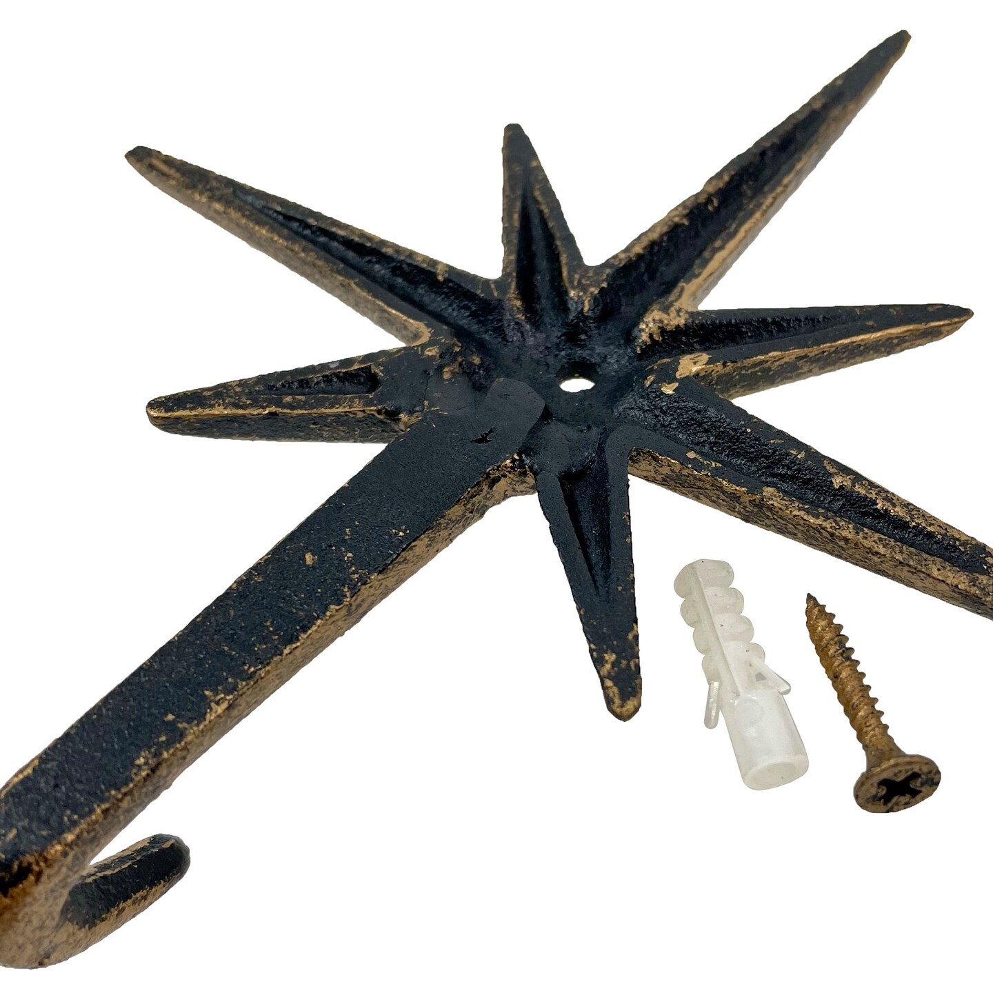 Set of 3 Cast Iron Atomic Starburst Wall Hooks