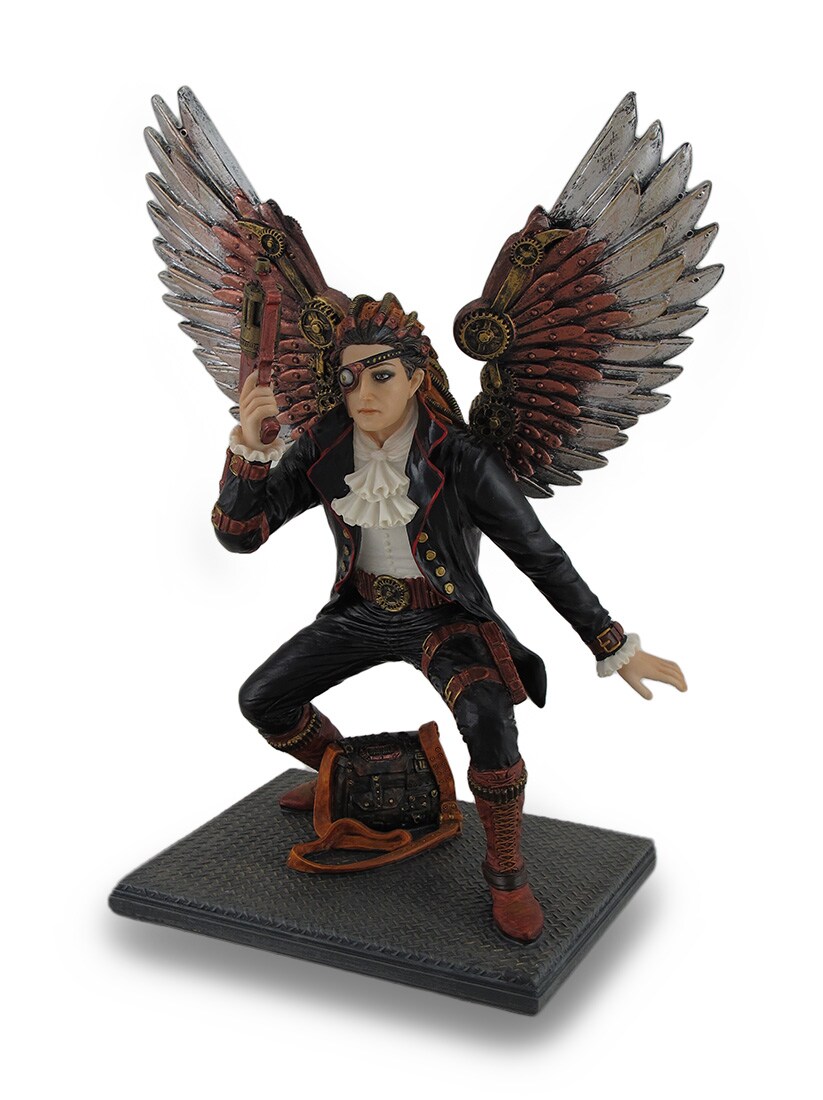 Hand Painted Steampunk Guardian Angel Statue / Figure