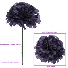 Box of 100: Navy Blue Carnation Picks, Silk Flowers, Floral Picks (5&#x22;L X 3.5&#x22;W) by Floral Home&#xAE;