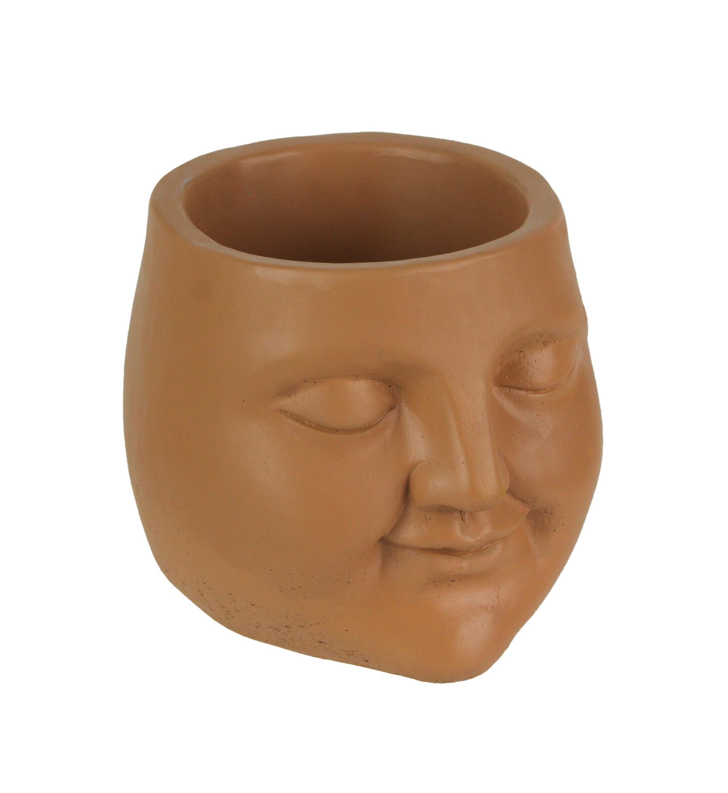 Adorable Sleepy Face Concrete Head Mini Planter 4.5 Inches High