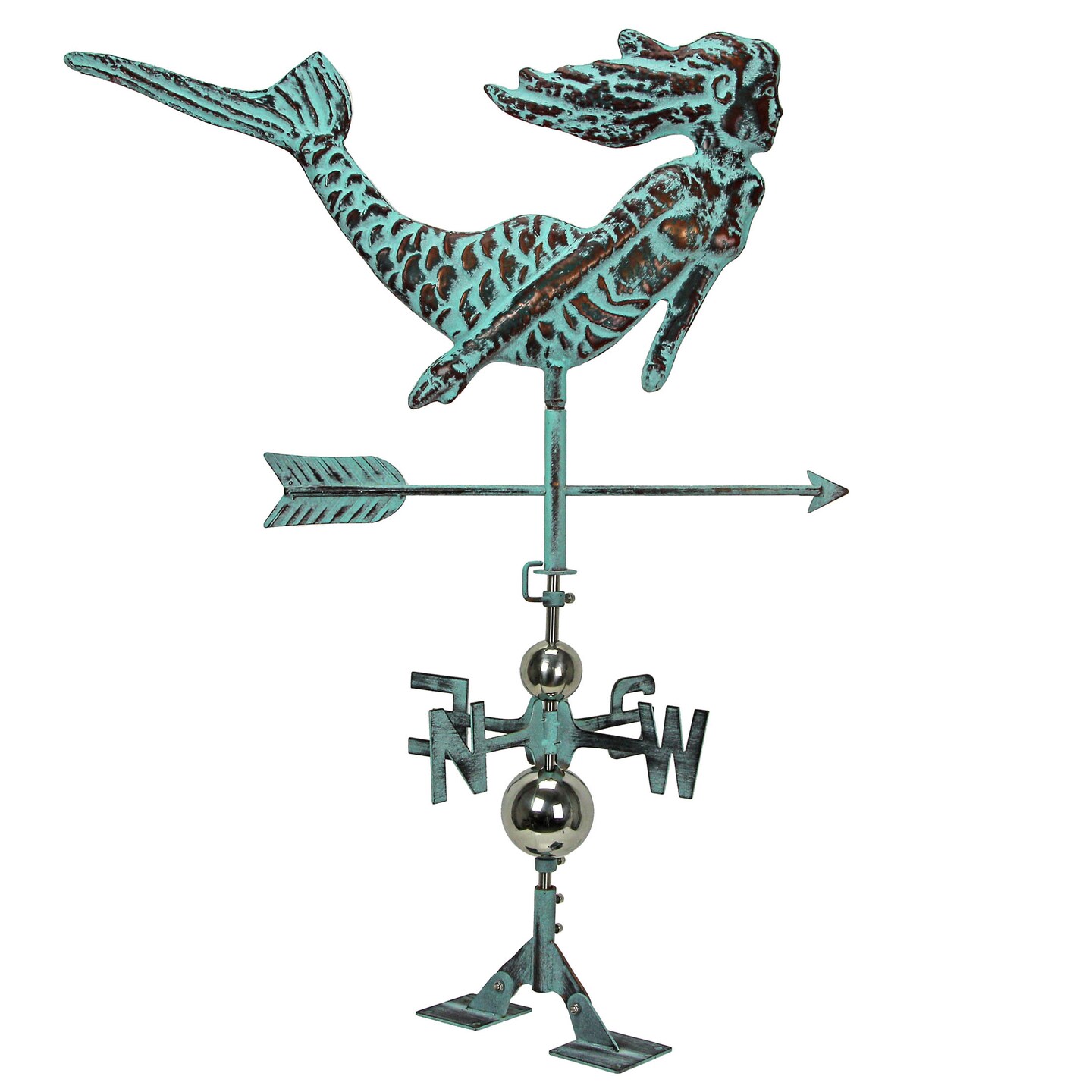 Verdigris Copper Mermaid Weathervane