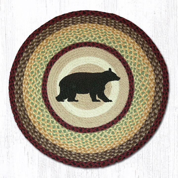 Earth Rugs RP-395 Cabin Bear Round Patch 27&#x22; x 27&#x22;