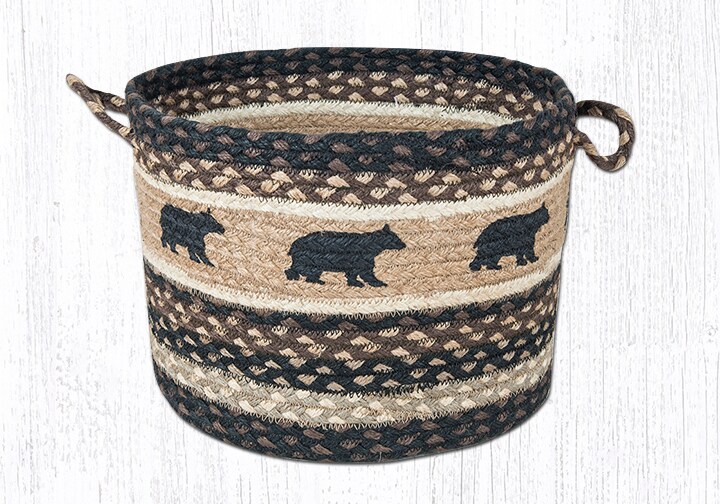 Earth Rugs UBP-313 Black Bear Printed Utility Basket 13 Inch X 9 Inch