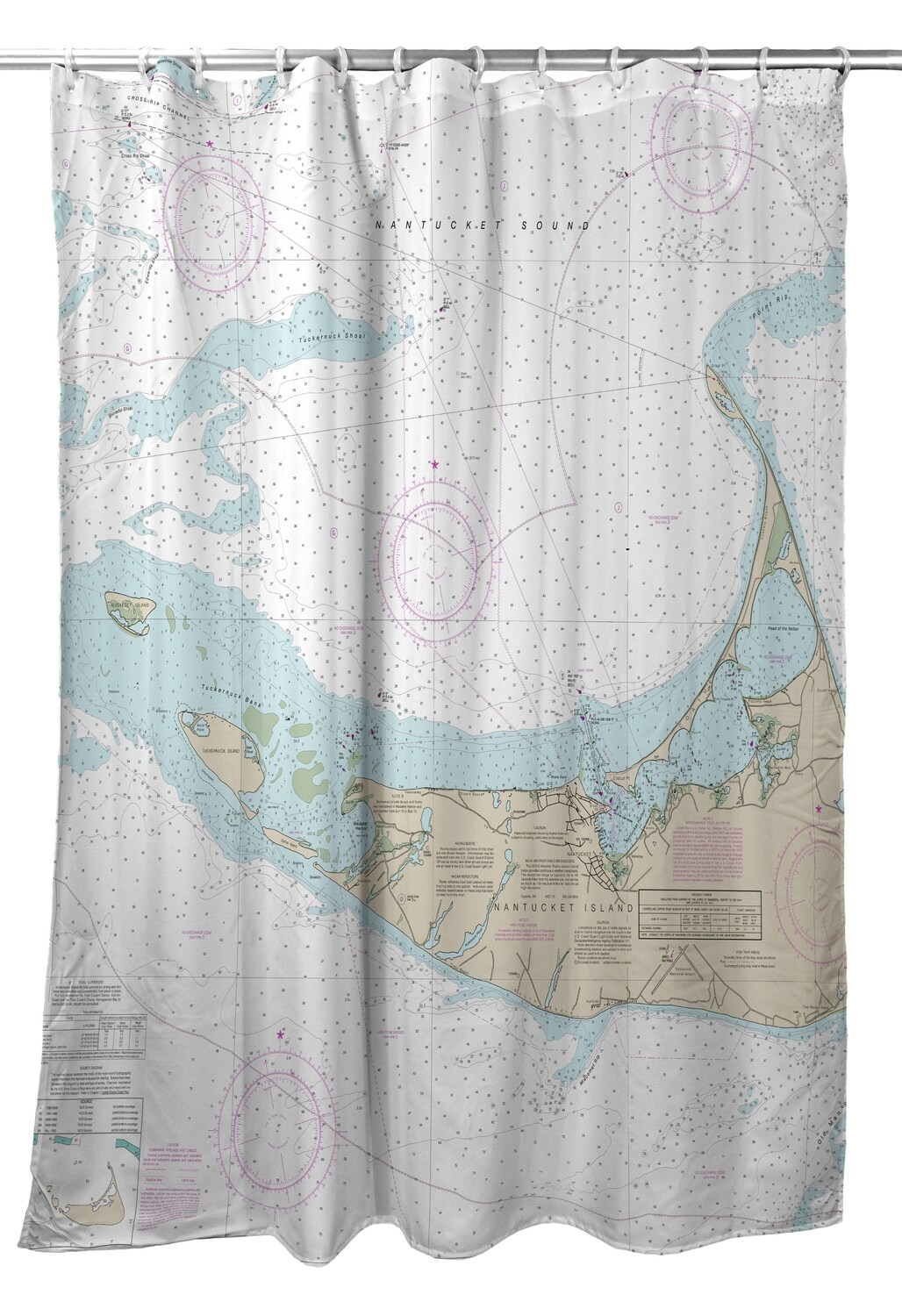 Betsy Drake Nantucket Island, MA Nautical Map Shower Curtain