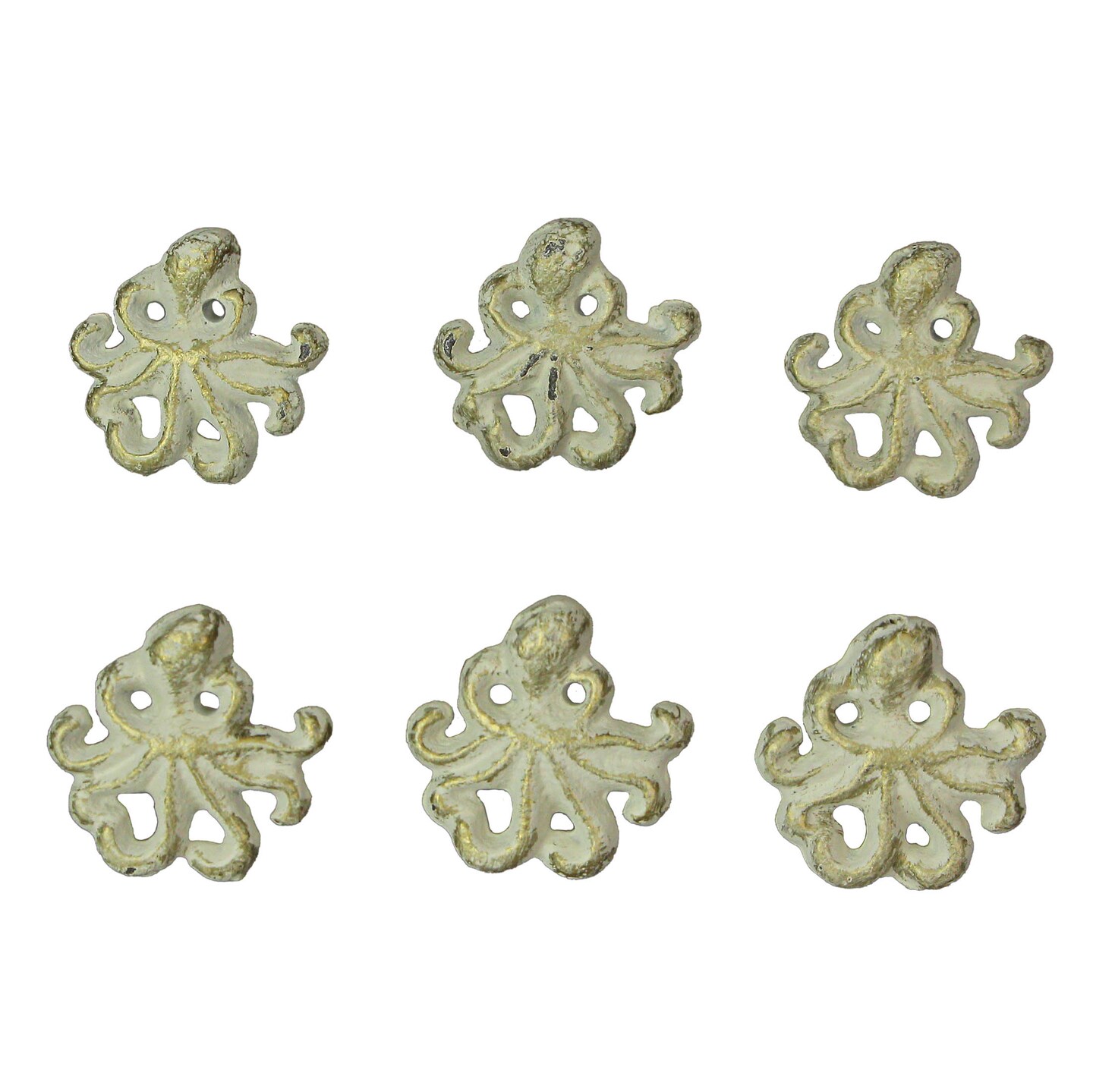 Rustic Cast Iron Octopus Drawer Pull Decorative Cabinet Knob Nautical Set of 6