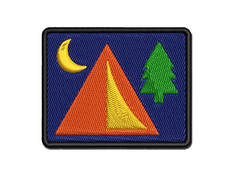 Camping Tent Campsite Multi-Color Embroidered Iron-On or Hook &#x26; Loop Patch Applique