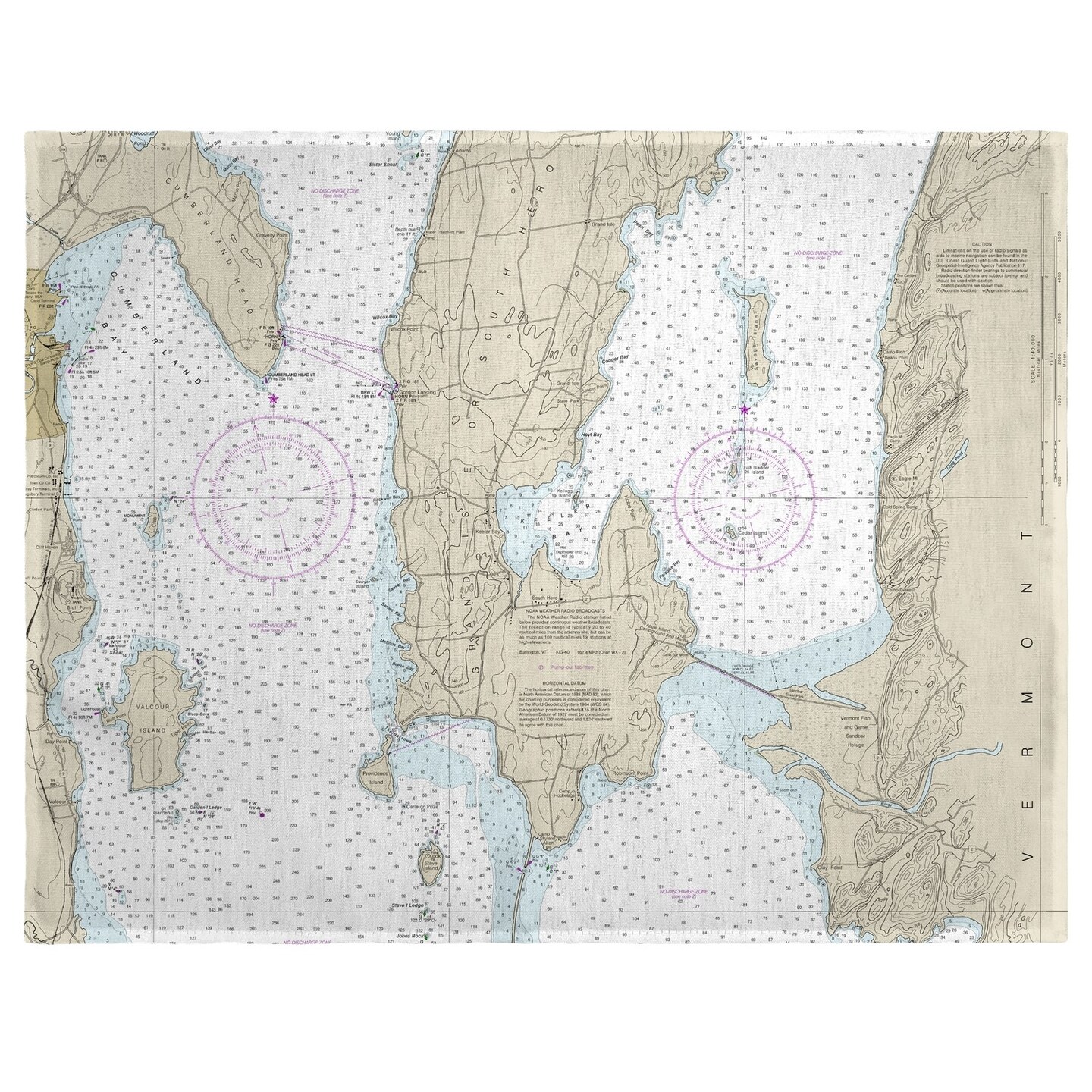 Betsy Drake South Hero Island, VT Nautical Map Place Mat Set of 4