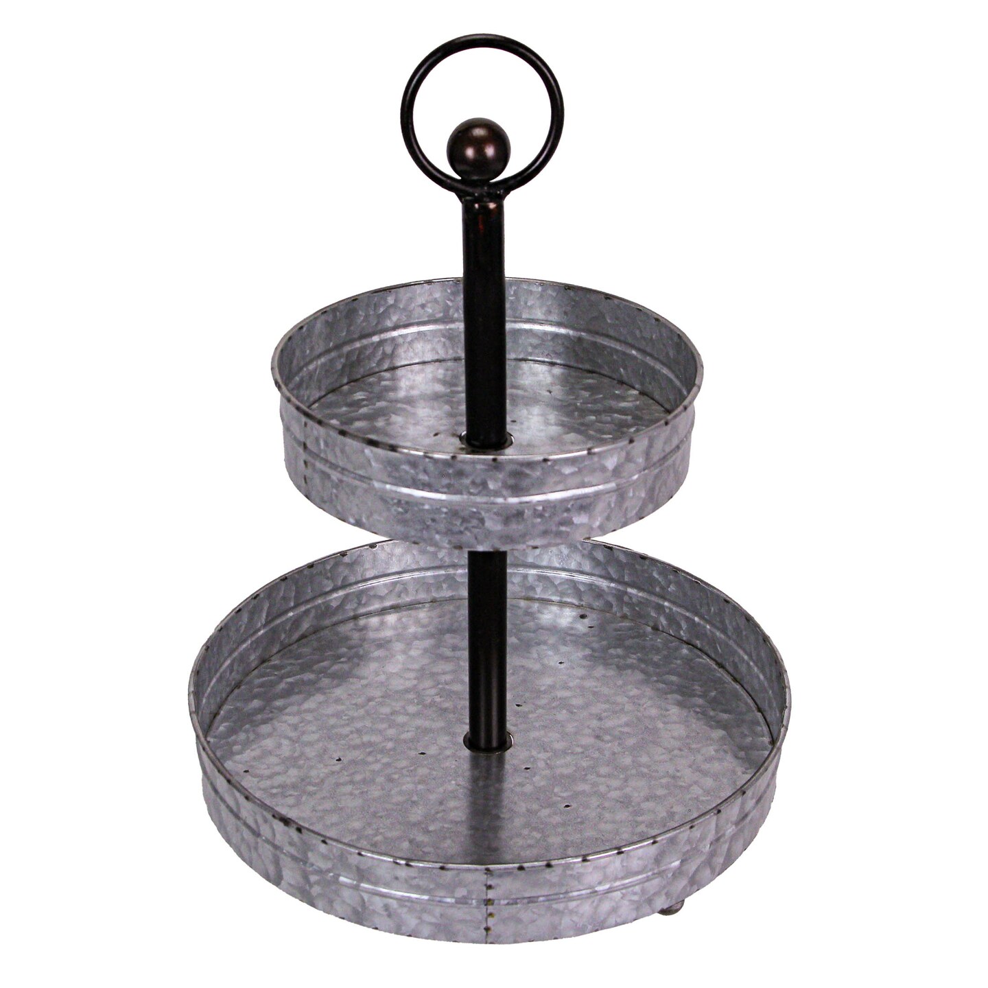 Metal Rustic Round Two Tier Country Farmhouse Tray Serving Stand