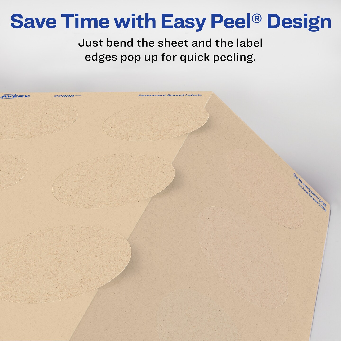 Avery Kraft Brown Round Labels with Sure Feed Technology, 2.5" Diameter, Print to the Edge, Laser/Inkjet Printable Labels, 225 Total (22808)