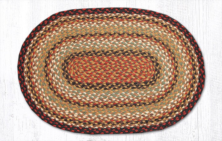 Earth Rugs C-319 Burgundy / Mustard / Ivory Oval Braided Rug 20" x 30"