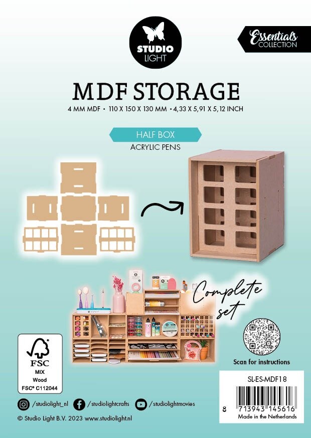 Studio Light MDF Storage Essentials-Nr. 18, Half Box Acrylic Pens Storage