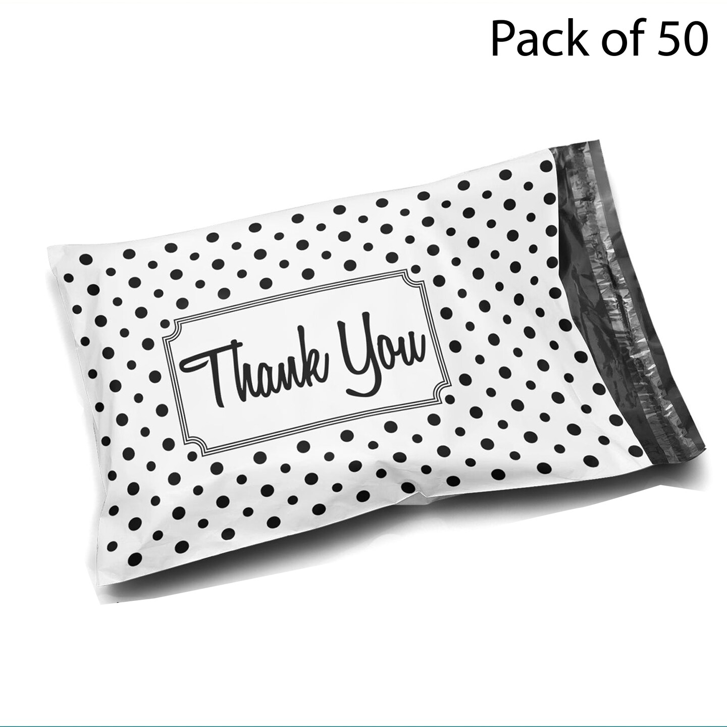 Premium Polka Dot Mailer Bag | 10 x 13 Size Black and White Polka Dot Thank You Designer Poly Bag Mailer Envelopes 2 Mil | MINA&#xAE;