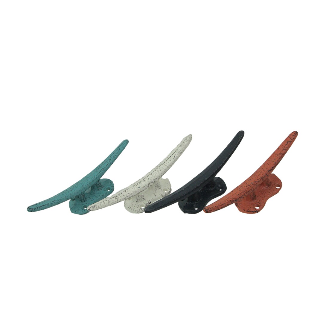 Set of 4 Coastal Cast Iron Cleat Wall Hooks/Drawer Pulls