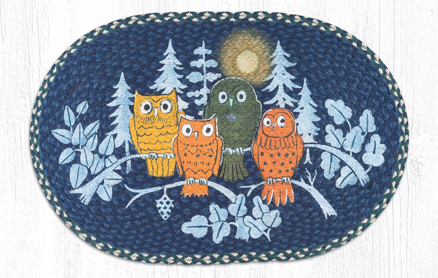 Earth Rugs OP-582 Midnight Owls Oval Patch 20&#x22; x 30&#x22;