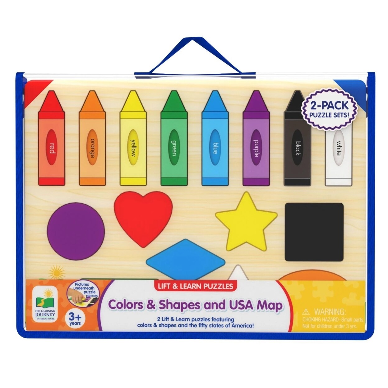The Learning Journey Lift and Learn Puzzles Colors and Shapes + USA Map 2 Pack