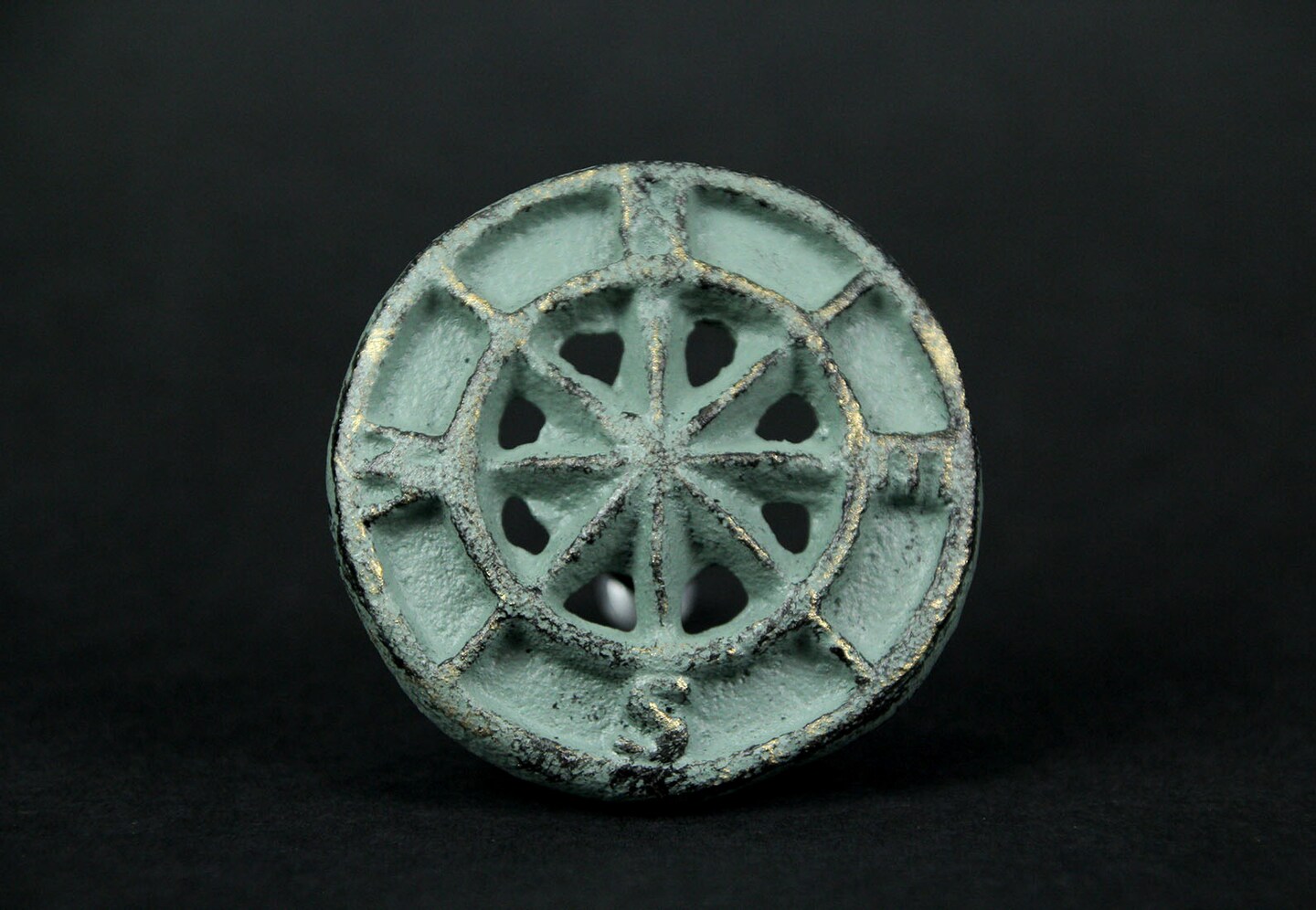 Set of 12 Cast Iron Nautical Compass Rose Cabinet Hardware Knobs Drawer Pulls