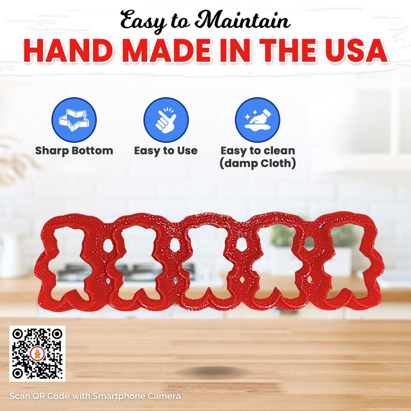 CookieCutter.Com Brand Cookie Cutters Teddy Bear Cracker Multi Cutter 1 1/8 in segments, Food Safe 3d Printed Plastic,Made in USA (Color may vary)