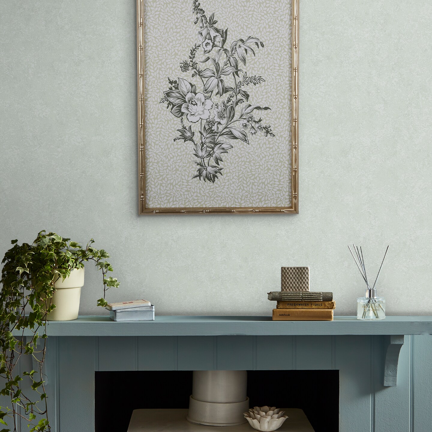 Laura Ashley Brindley Plaster Duck Egg Blue Wallpaper