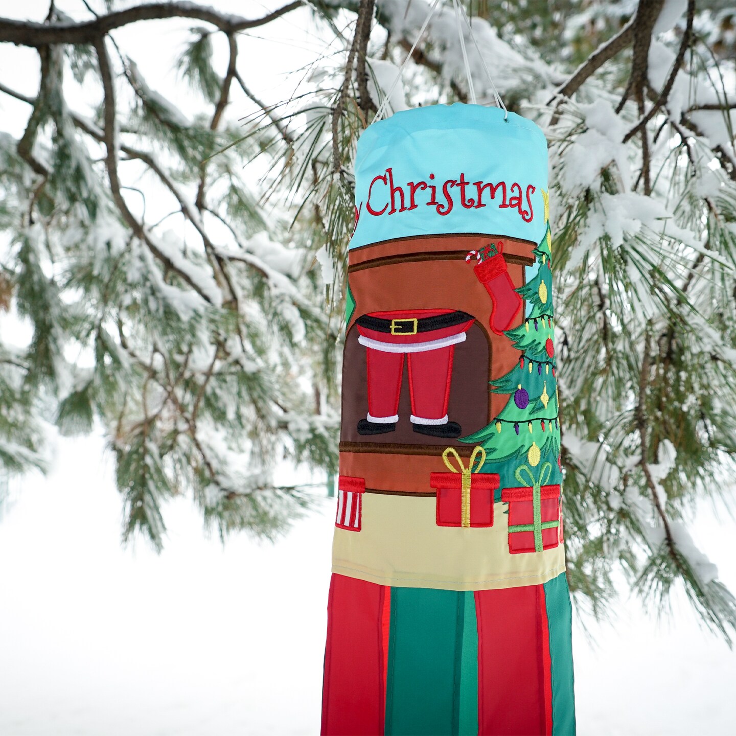 In the Breeze Merry Christmas 40 Inch Windsock - Hanging Santa Decoration - Outdoor Holiday d&#xE9;cor