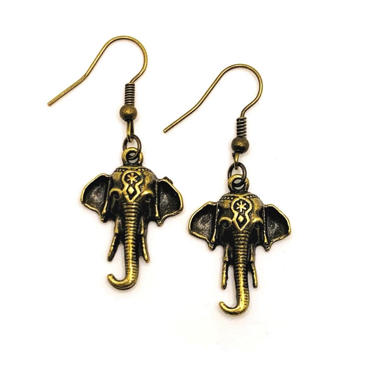 Bronze Tibetan Elephant Earrings