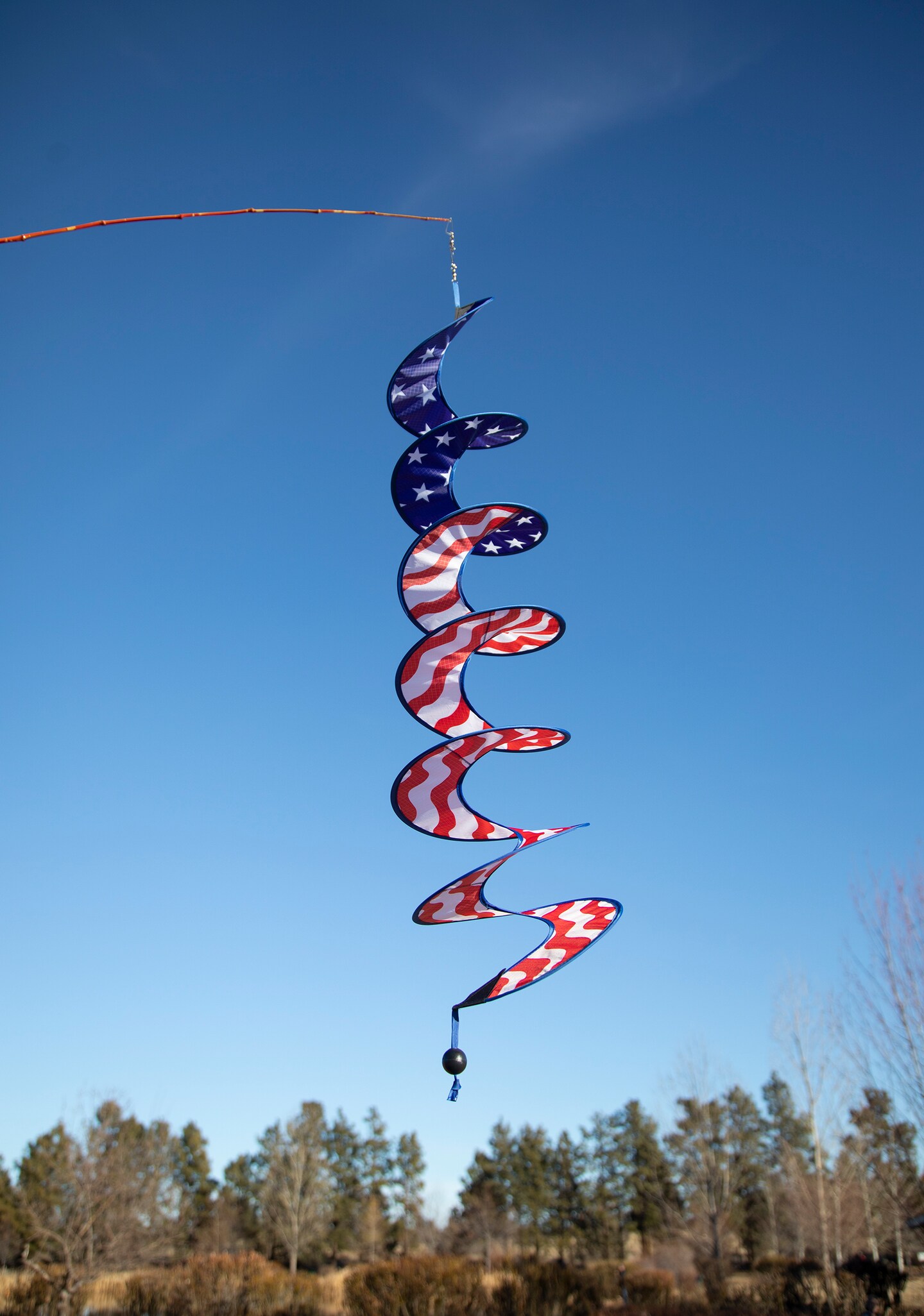 In the Breeze 5176 - 48" Stars and Stripes Curlie Spinner - Outdoor Hanging Decoration