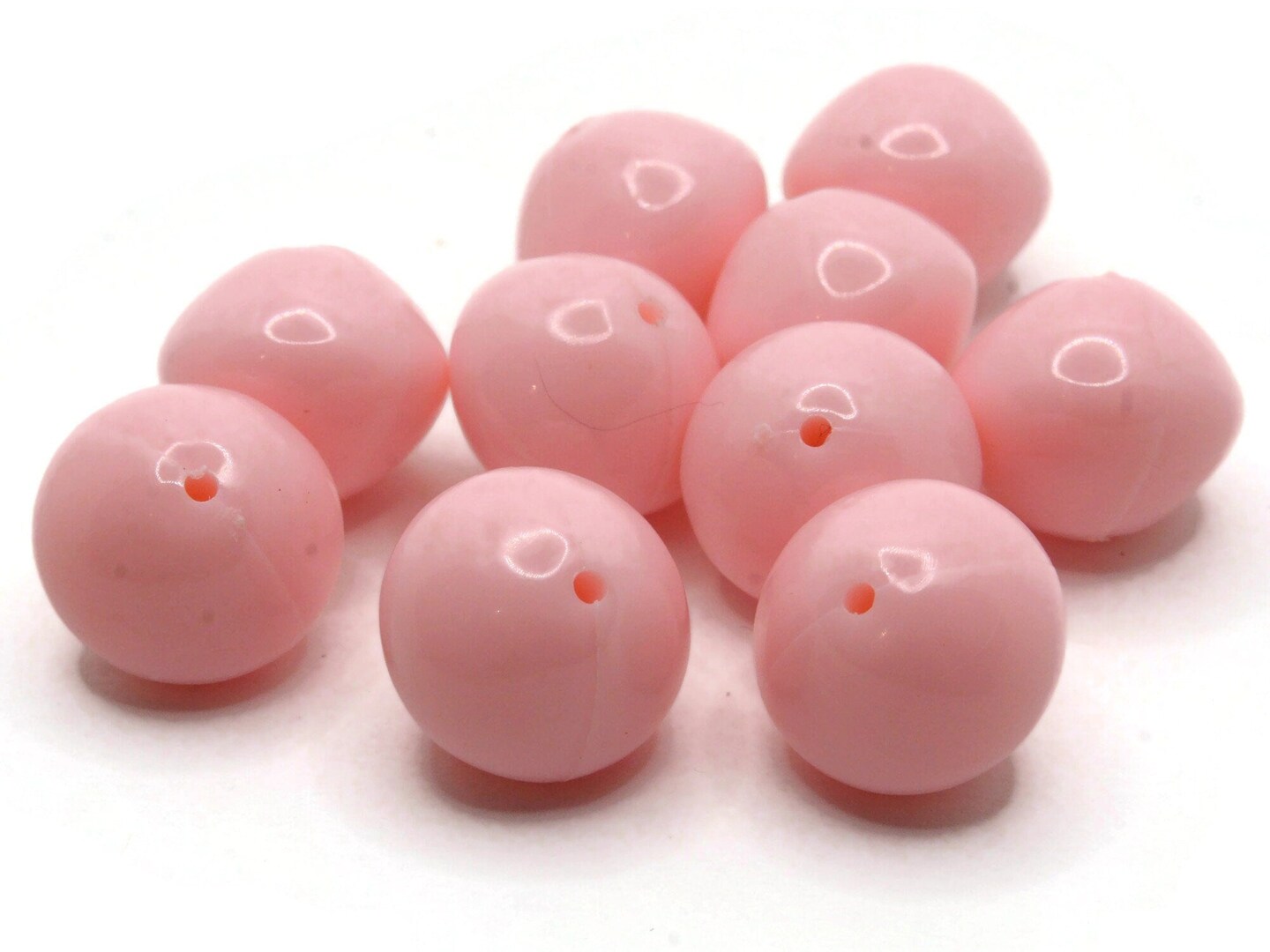 10 17mm Pink Puffed Saucer Vintage Plastic Beads