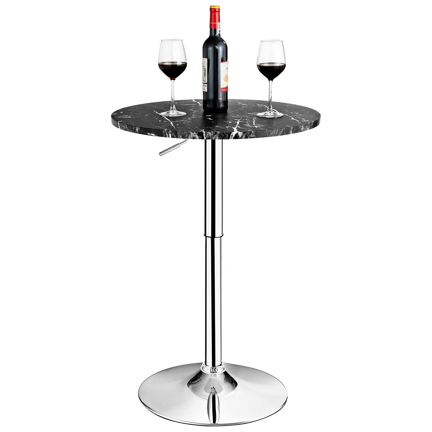 Costway 6PCS Round Bistro Bar Table Height Adjustable 360-degree Swivel White\Black