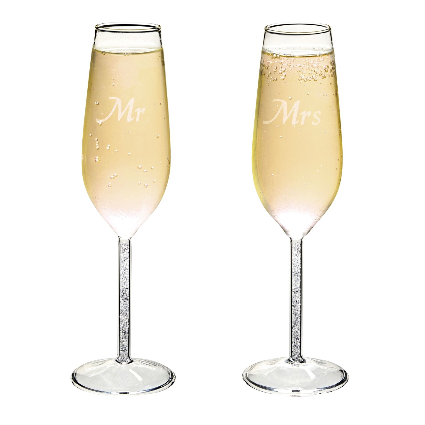 Mr. and Mrs. Champagne Flutes - Libbey Champagne Glasses
