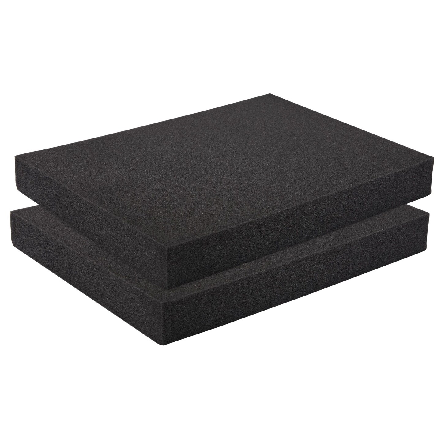 2-Pack Packing Foam Sheets - 16x12x2 Customizable Polyurethane Insert Pads  for Tool Case Cushioning, Crafts (Black)