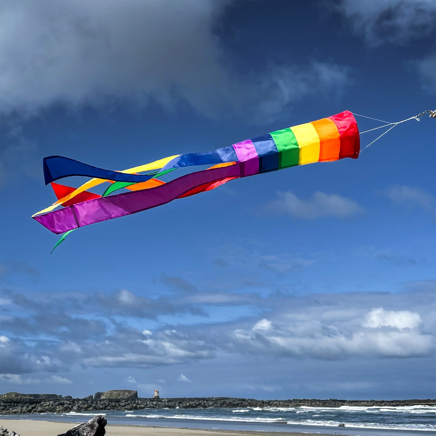 In the Breeze Rainbow Column 33 Inch Windsock - Colorful Hanging Decoration - Red, Orange, Yellow, Green, Blue and Purple Taffeta Material