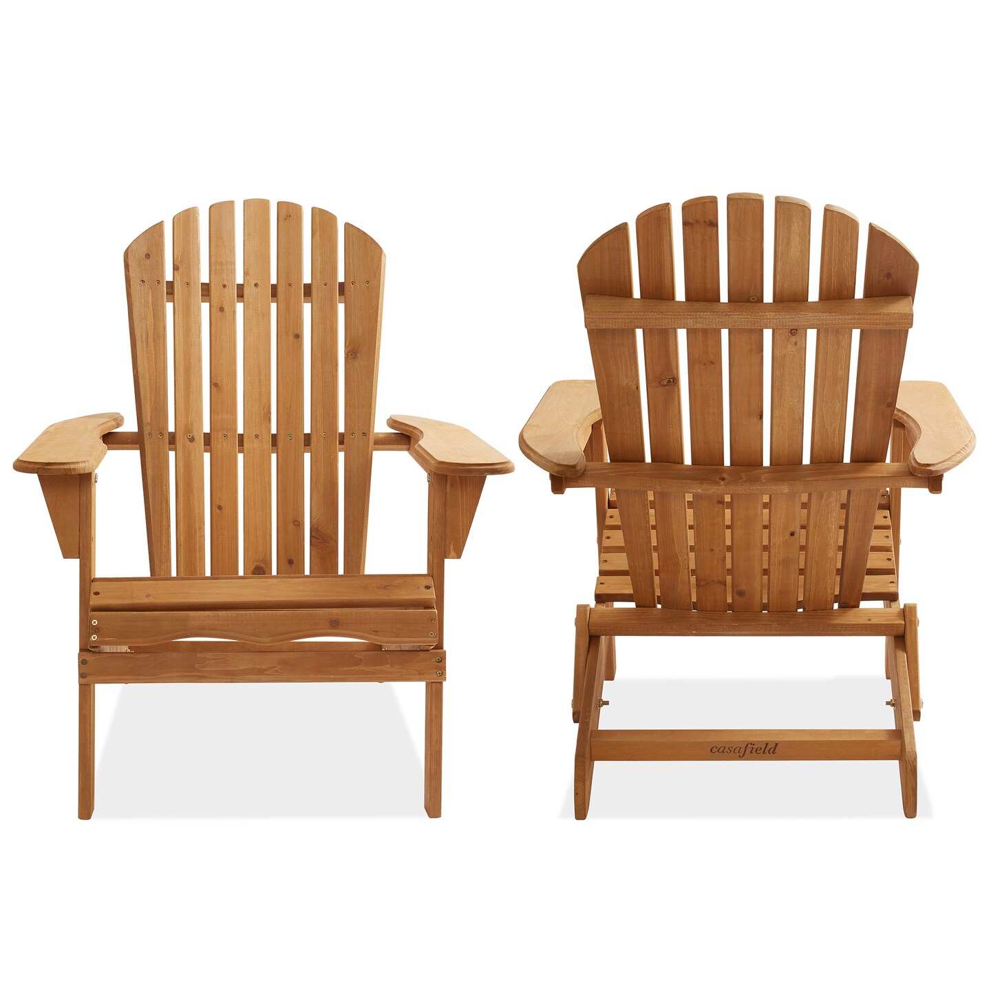 Casafield Folding Adirondack Chair, Cedar Wood Outdoor Fire Pit Lounge Chairs for Patio, Deck, Yard, Lawn and Garden Seating, Partially Pre-Assembled