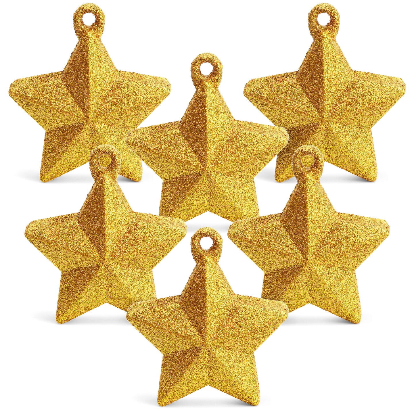 Pack of 6 Glitter Star Balloon Weights for Tables, Gold Party Decorations, (5.3 oz, 3.5x1.75x4 inch)