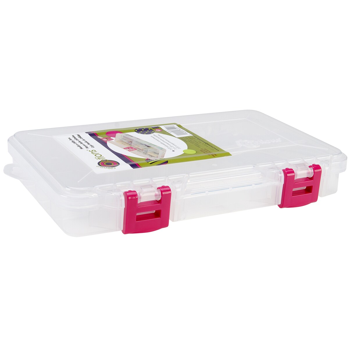 Creative Options Pro Latch Utility Box 6-20 Compartments-10.875"X7.25"X1.625" Clear W/Magenta