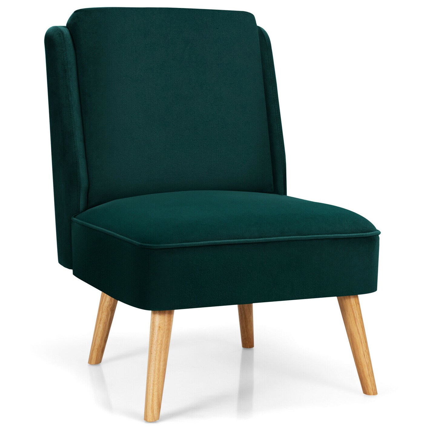 Costway Velvet Accent Chair Single Sofa Chair Leisure Chair with Wood Frame
