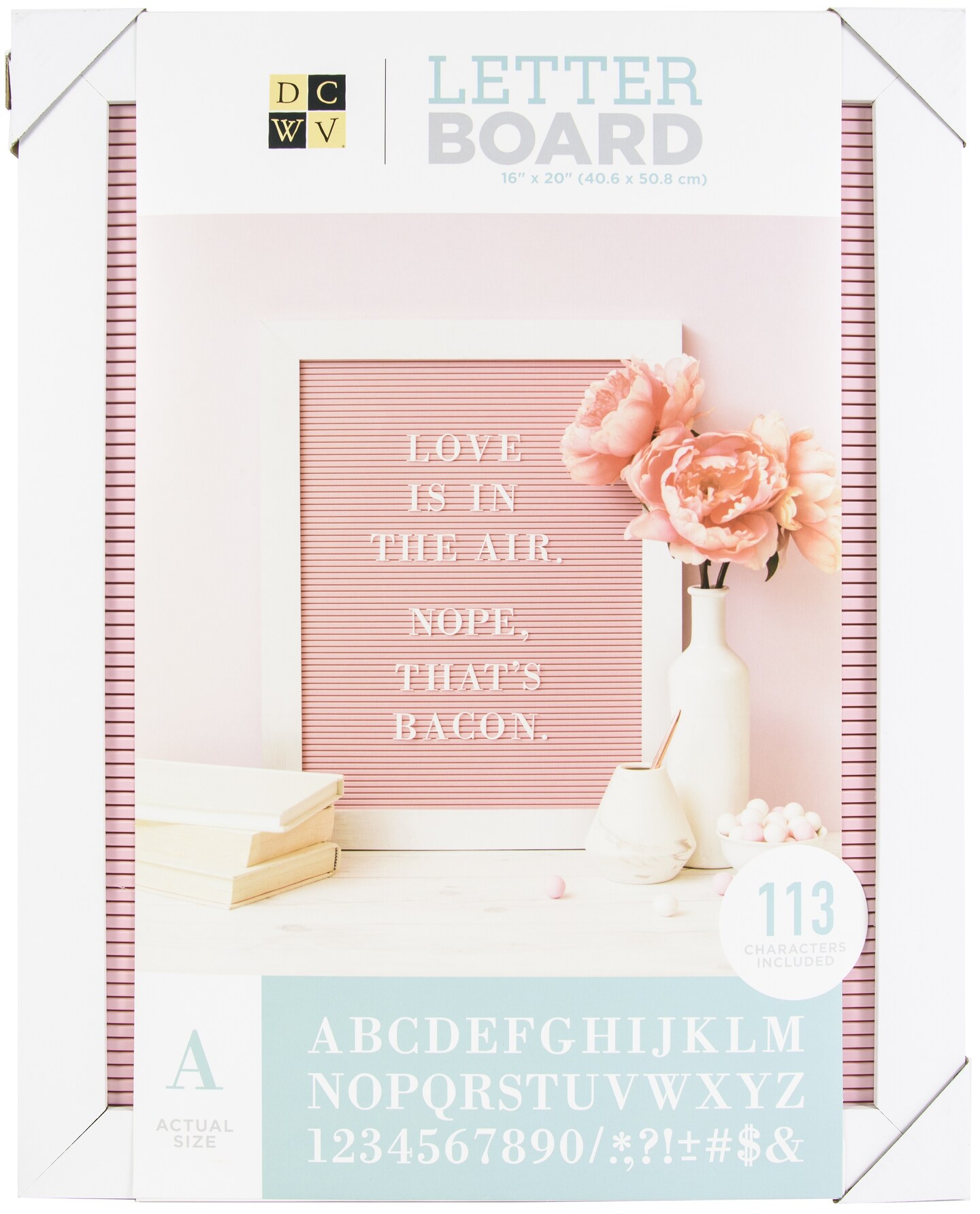 DCWV Framed Letterboard 16&#x22;x20&#x22; With Letters 113/Pkg-Pink/White