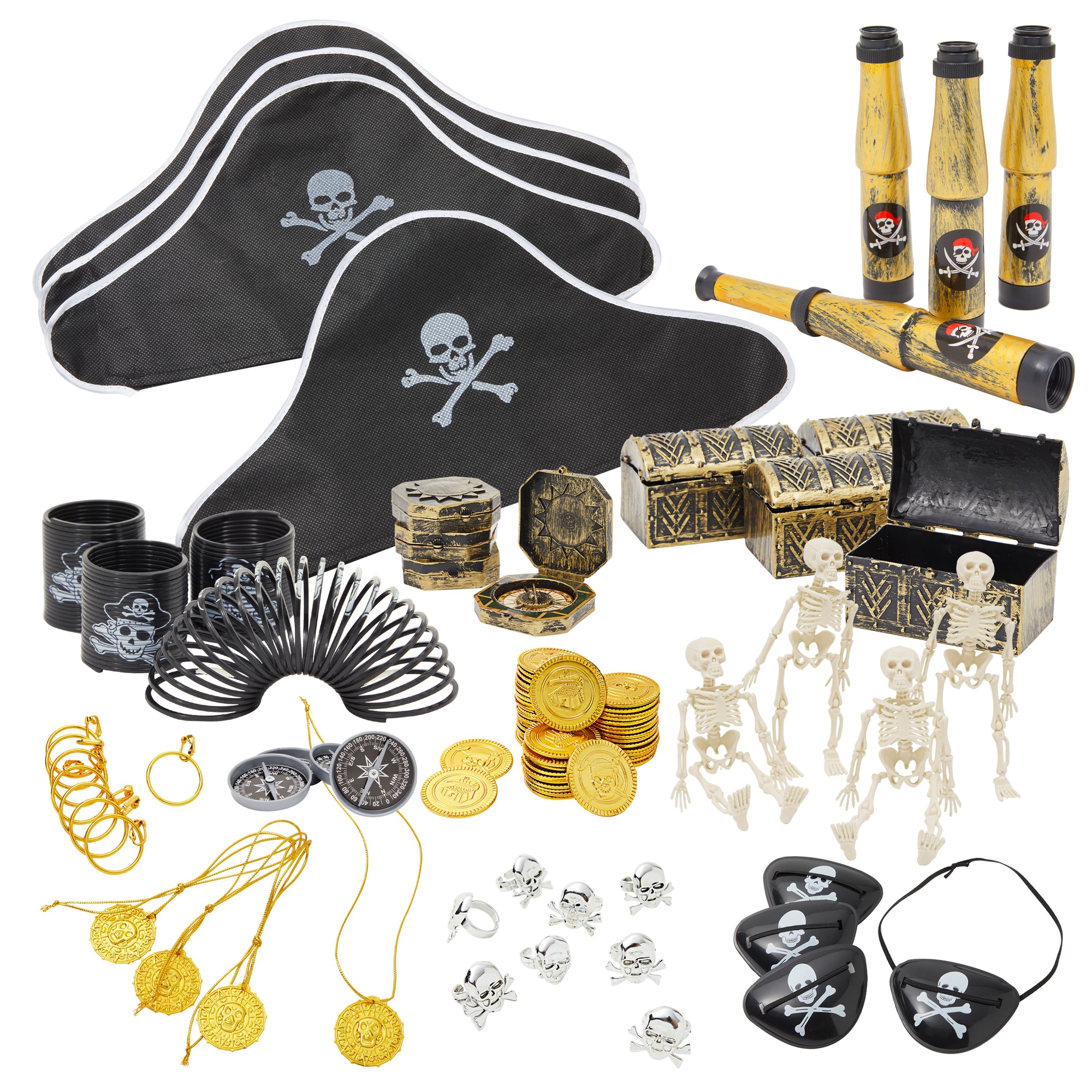 Lot De 5 Accessoires Costume Pirate - Bandana Rouge, Collier, Boucle D'oreille, Barrettes - Déguisement Unisexe Pour Halloween, Anniversaire, Carnaval