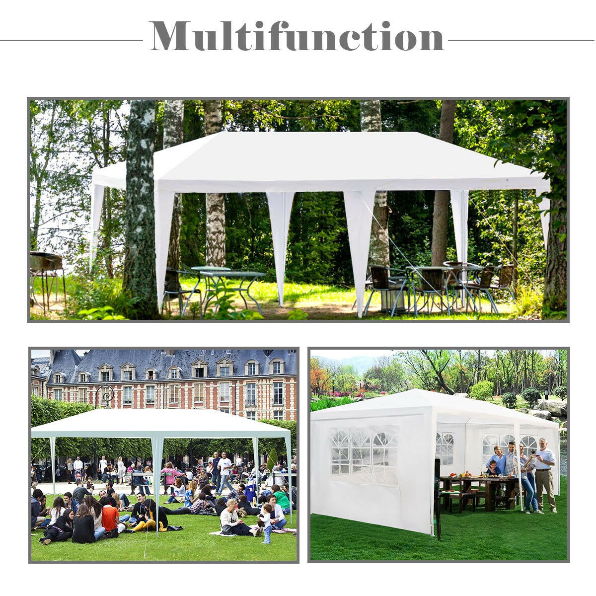 Costway 10&#x27;x20&#x27; Canopy Tent Heavy Duty Wedding Party Tent 4 Sidewalls W/Carry Bag