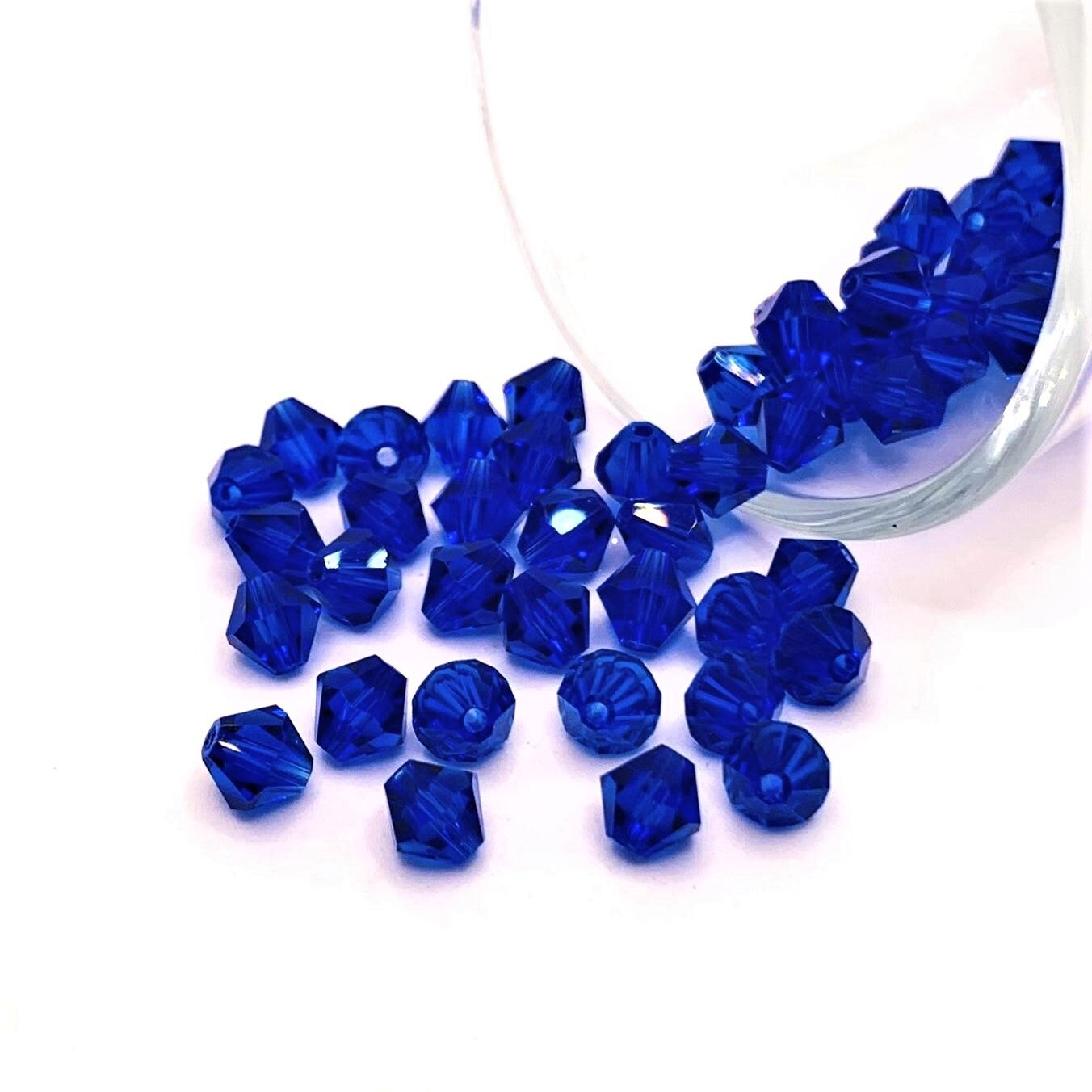 4, 20 or 50 Pieces: 6 mm Bicone Blue Imitation Crystal September Birthstone Beads