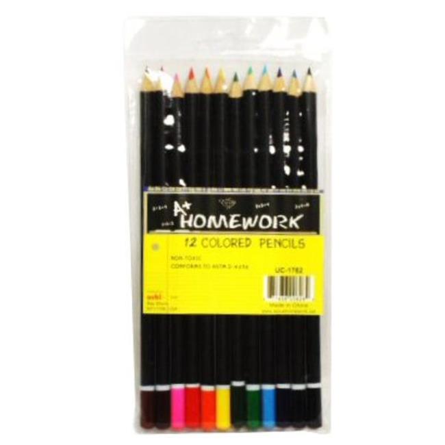 DDI 528954 A+ Homework Colored Pencils 12 Count Assorted Colors Pre