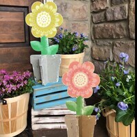 18 in. Unfinished Wooden Slotted Standing Flower