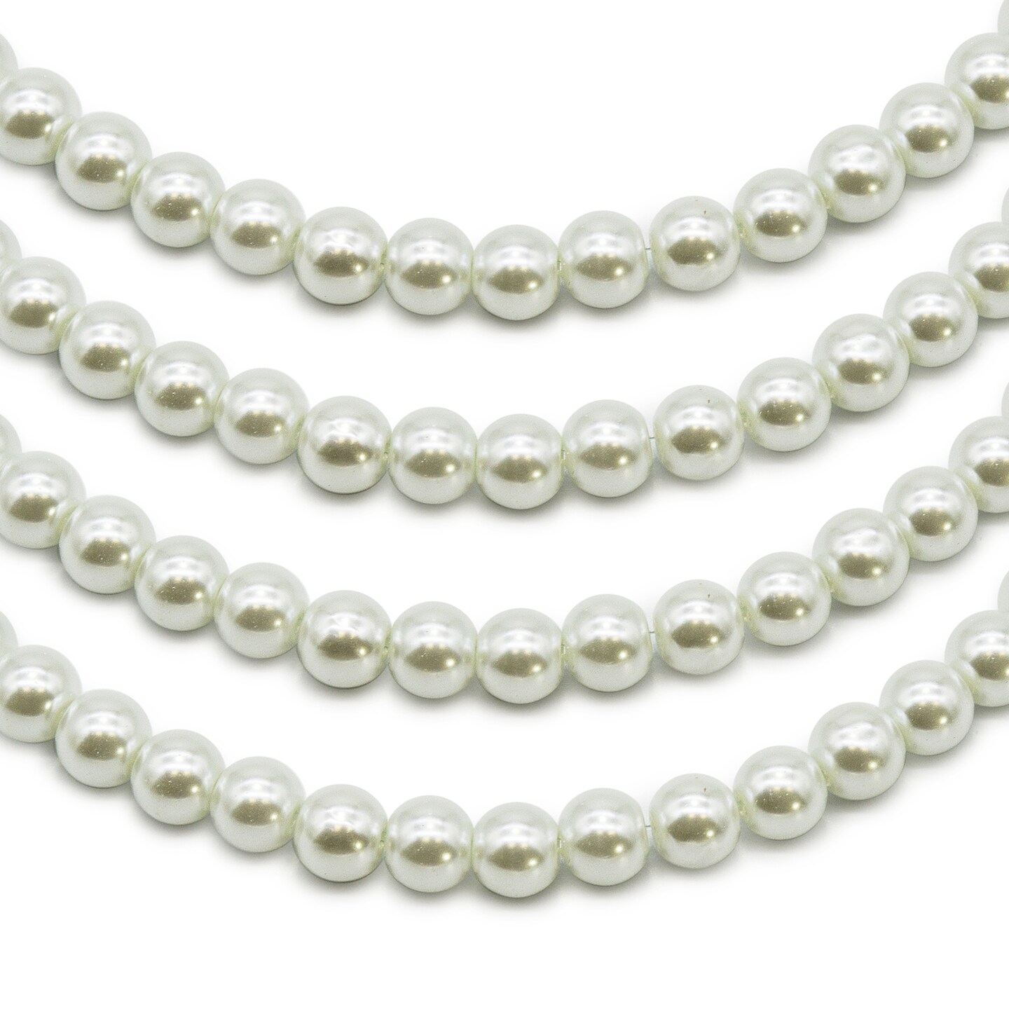 4 Strands of 8mm White Glass Pearl Beads on 30-Inch Strands
