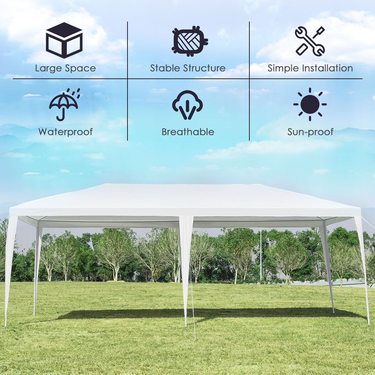Costway 10'x20' Outdoor Party Wedding Tent Heavy Duty Canopy Pavilion