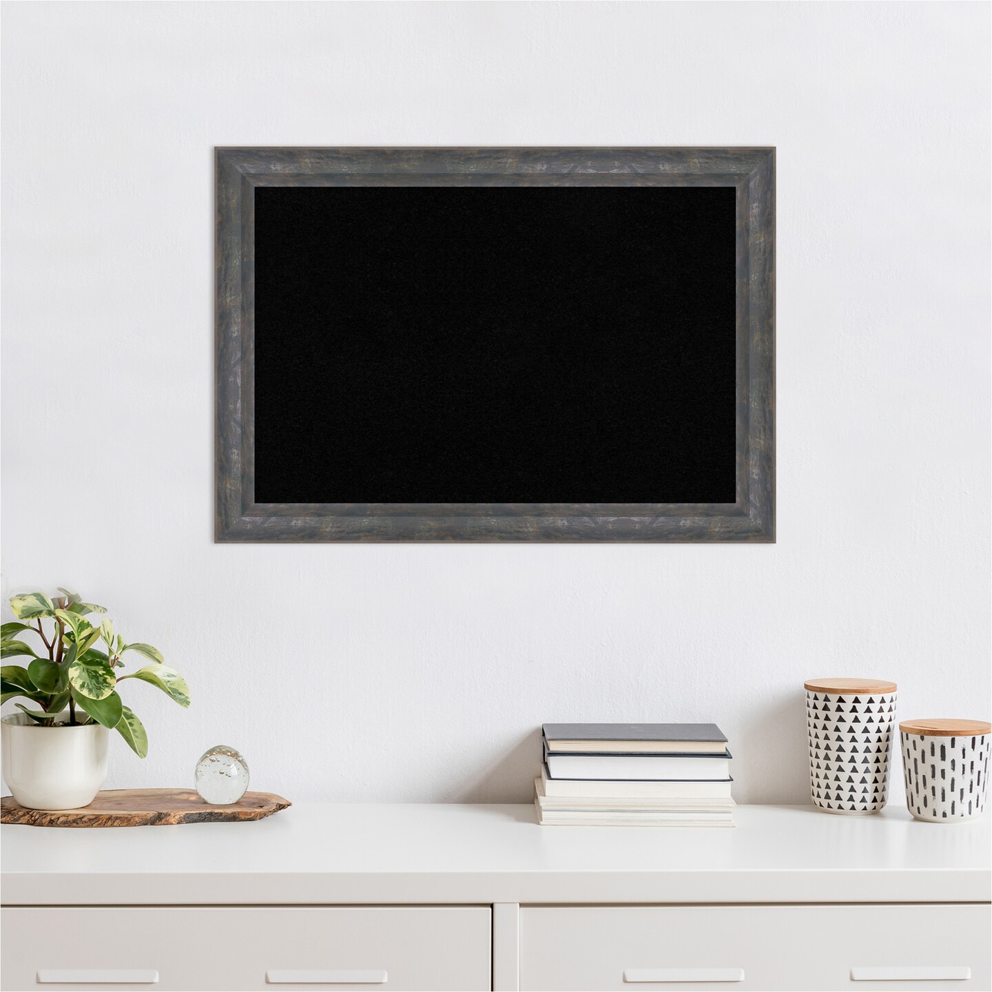 Angled Wood Framed Corkboard, Black Cork