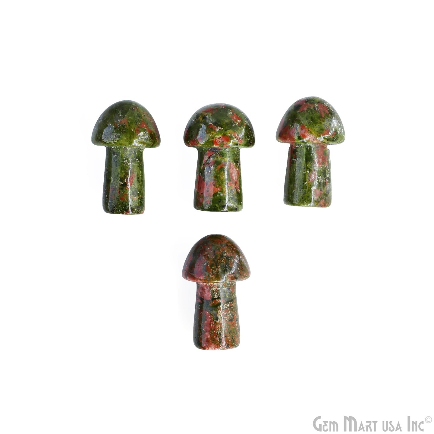 Mini Mushroom Gemstone, Natural Tumbled Stones, Crystal Plant Décor, Hand Carved, Home Décor Accents, 37x24mm, GemMartUSA (14300)