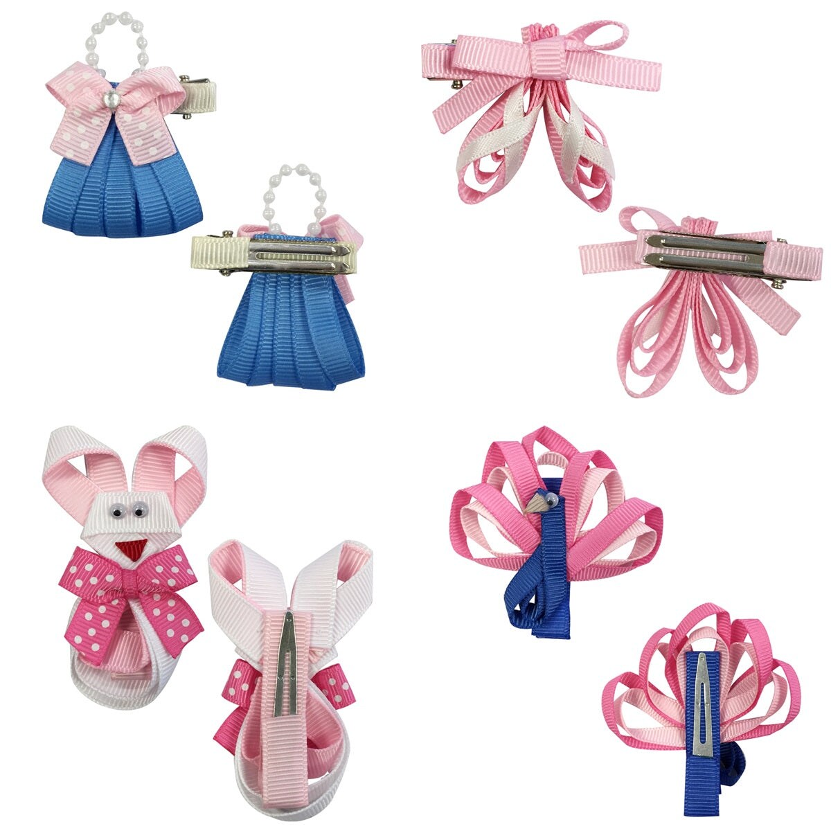 Wrapables Baby Toddler Ribbon Sculpture Hair Clips (Set of 10)