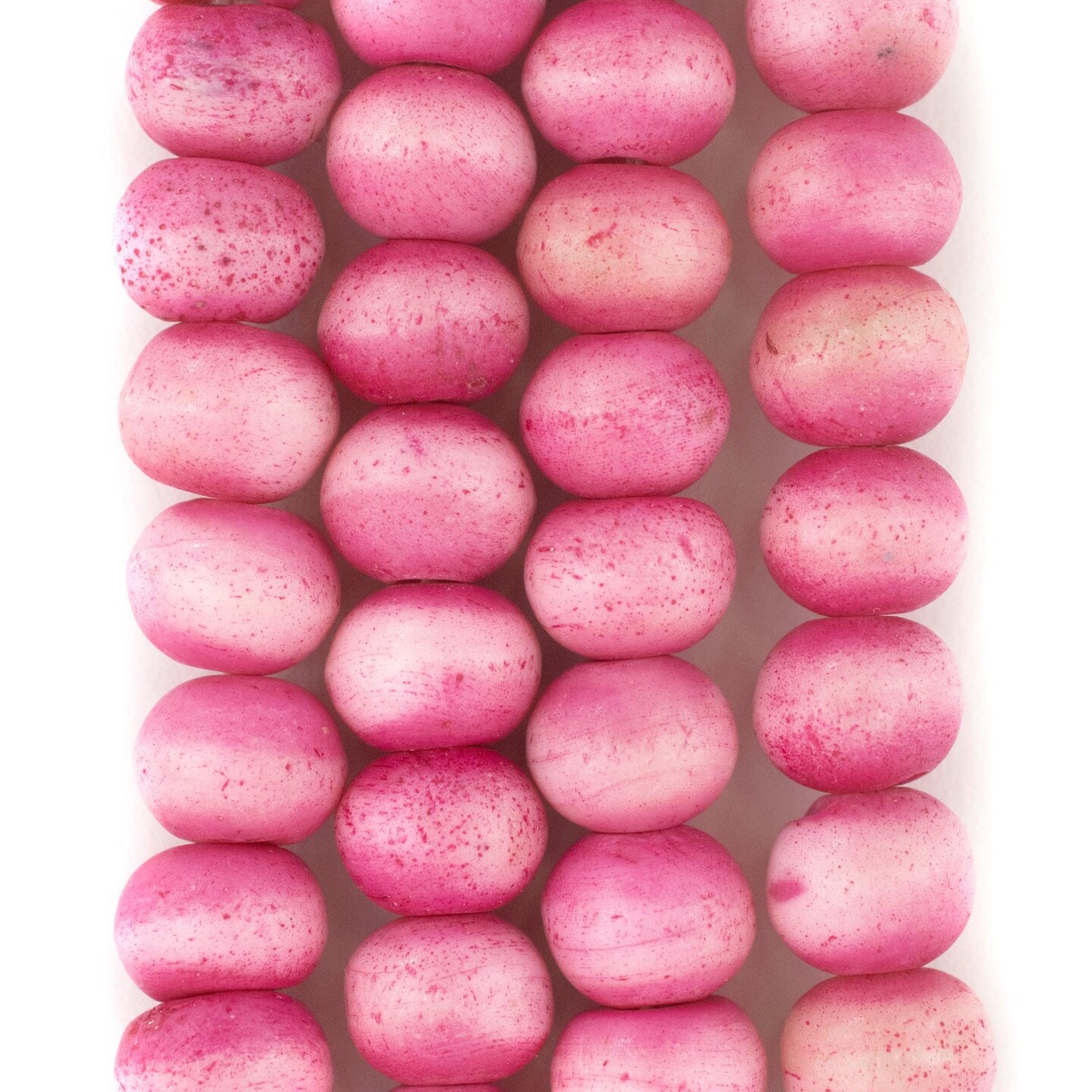 TheBeadChest Pink Rustic Bone Mala Beads (10mm)
