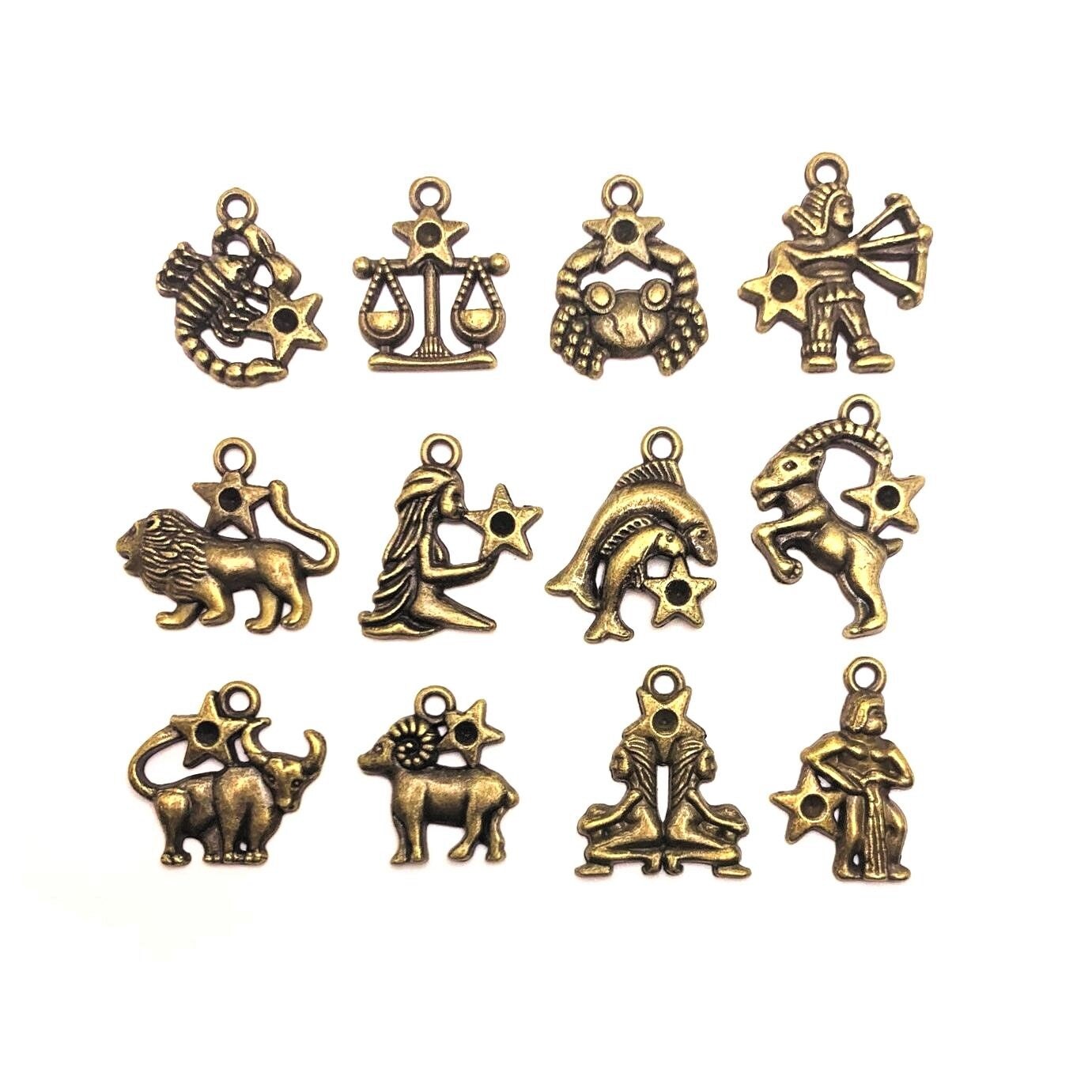 12 or 60 Pieces: Bronze Zodiac/Astrology Character Astrology Sign Charms