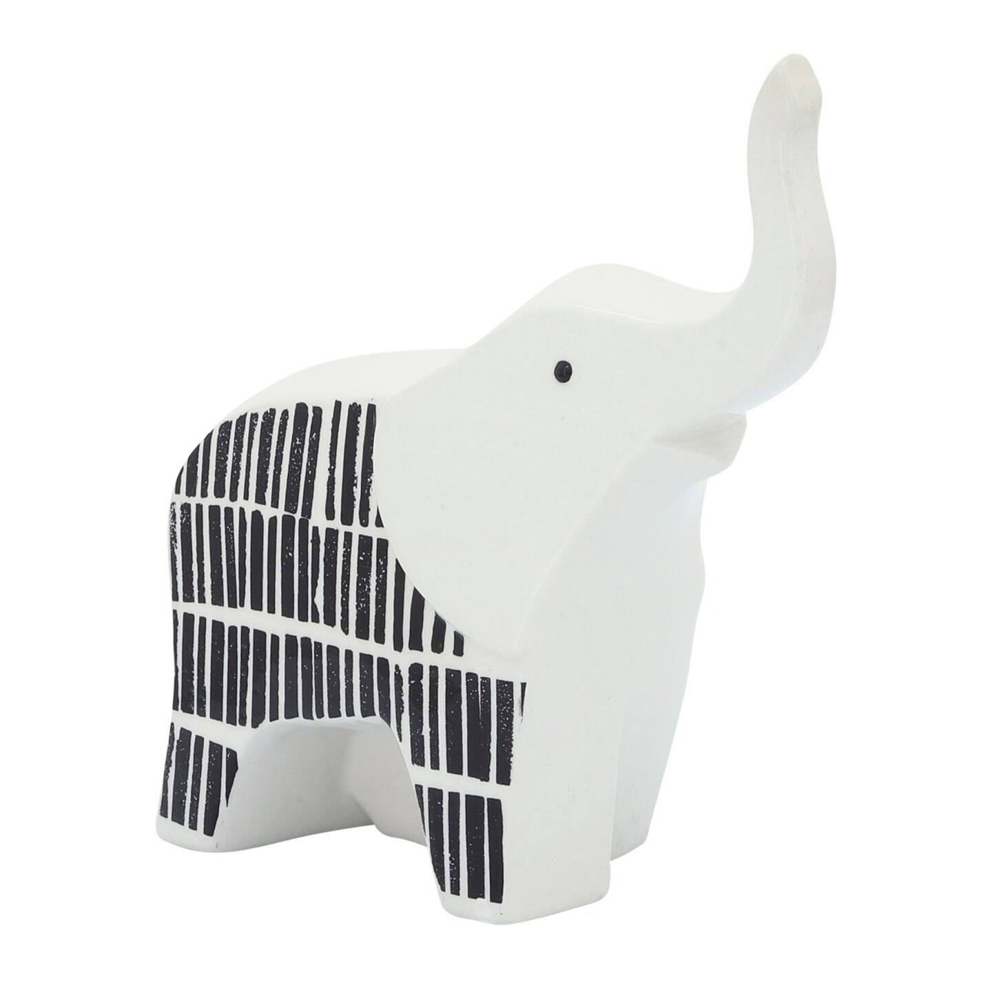 Kingston Living Trunk Up Elephant Tabletop Figurine - 7" - White and Black