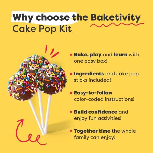 BAKETIVITY Cake Pop Sticks Baking Kit | Cake Pop Kit For Kids | DIY Beginner Cake Pop Supplies | Cake Pops Decorating Kit &#x2013; Kids Cake Pop Baking Kit