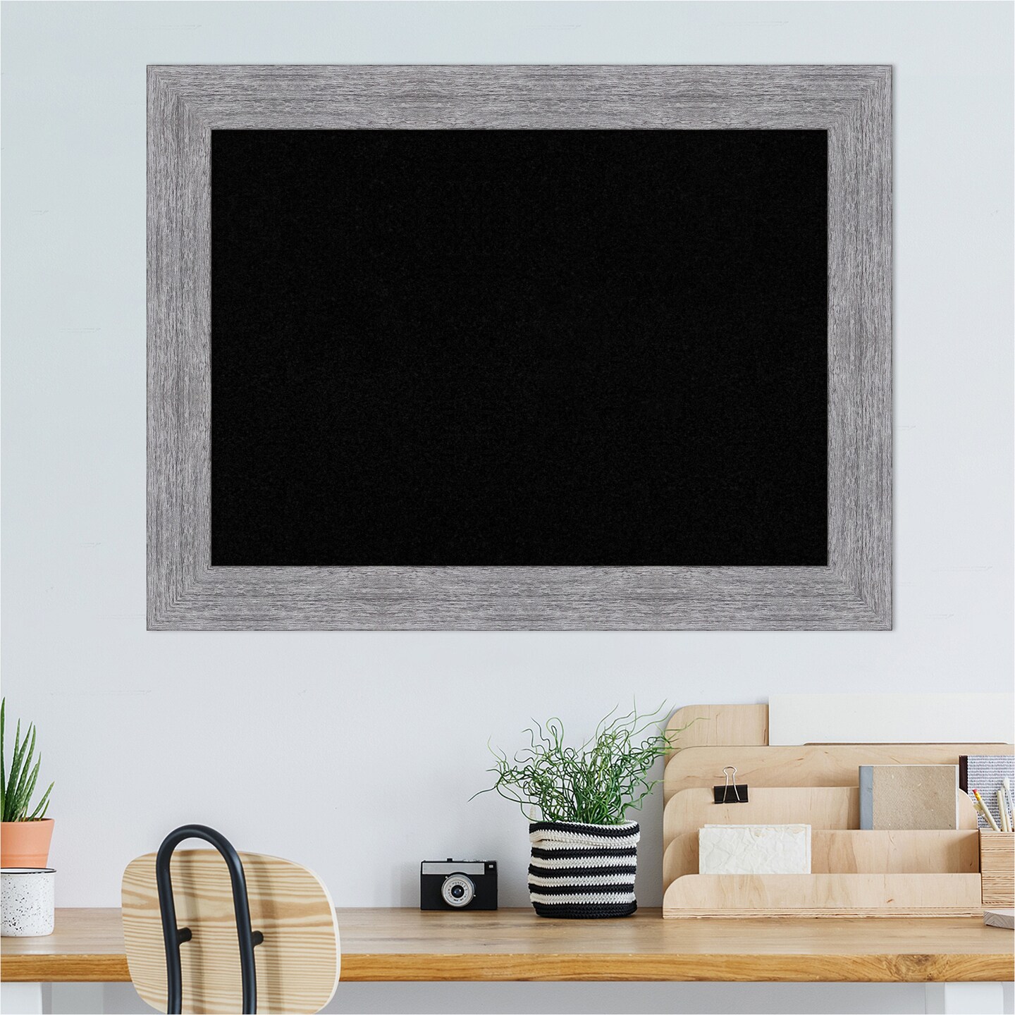 Bark Rustic Framed Corkboard, Black Cork
